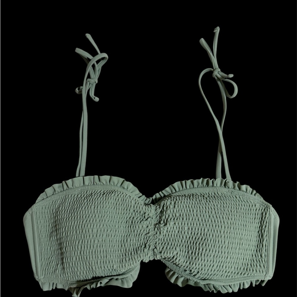 Hollister Light Green Ruffle Bikini Top